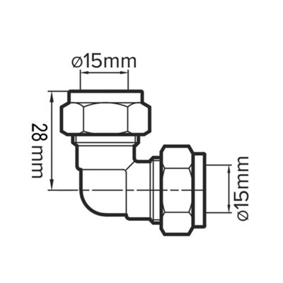 15mm Compression Equal Elbow Copper Pipe Fittings Chrome Plated