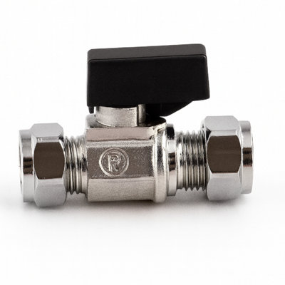 15mm Compression x Compression Mini Ball Valve - Chrome-Plated Brass ...