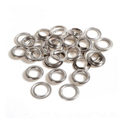 15mm Eyelets with Washers, Silver - 50pcs
