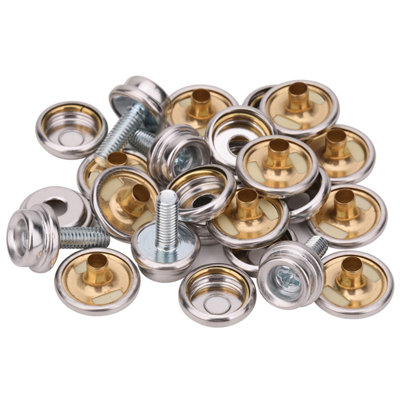 15mm Machine Screw Press Studs with 12mm Thread - Pack of 10