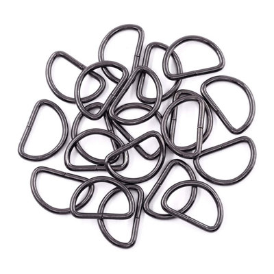 15mm Metal D Ring Buckle for DIY Crafts, Webbing Strap, Purse, Pet collars, Gunmetal - 10pcs