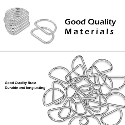15mm Metal D Ring Buckle for DIY Crafts, Webbing Strap, Purse, Pet collars, Silver - 10pcs