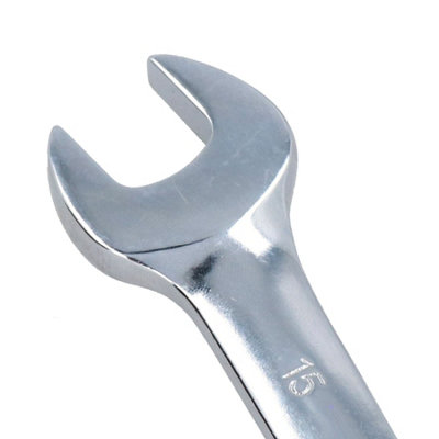 15mm Reversible Cranked Offset Ratchet Combination Spanner Wrench 72 Teeth