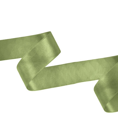 15mm Sage Double Sided Satin Polyester Ribbon Roll, 25 metres