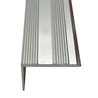 15mm Self-Adhesive Stair Nosing Trim Silver 3ft / 0.9metres Edging Strip Tile / Laminate / Wood To Carpet Or Vinyl