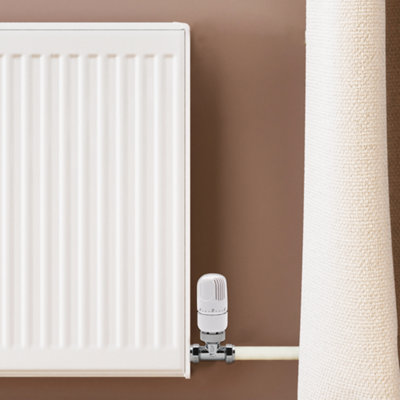 Angled TRV & Lockshield Radiator Valve Set In White & Chrome 15mm - Foto 6