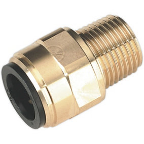 15mm x 1/2" BSPT Brass Straight Adapter - Air Supply Ring Main Pipe Male Thread