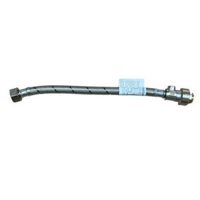 15mm x 1/2" x 300mm Flexible Tap Connector Push-Fit with Isolation Valve