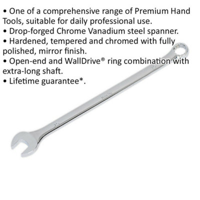 15mm x 279mm Extra Long Combination Spanner - Durable Chrome Vanadium Steel Tool