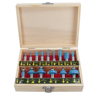 15pc 1/2 Shank TCT (Tungsten Carbide Tipped) Router / Cutter Bit Set