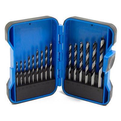 15pc Brad Point Wood Drill Bit Set for Clean Precision Drilling Wolf Trade