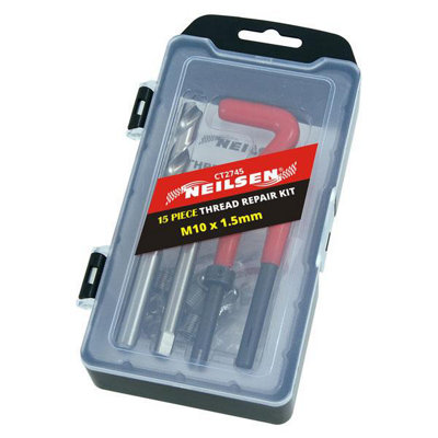 15PC Damaged Thread Helicoil Type Repair Kit M10 x 1.5 x 13.5mm w/ Tap (CT2745) - 3