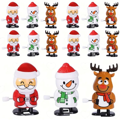 15Pcs Christmas Wind Up Toys, Clockwork Santa, Snowman Elk Dolls, Xmas ...