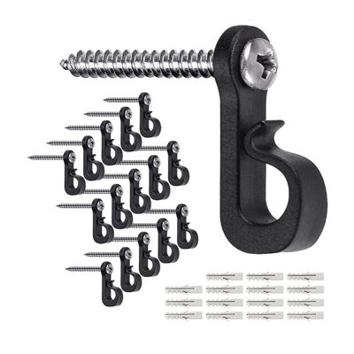 Herfate 24 Pcs Q-Hangers For String Lights - Plastic Hooks With Screws For Outdoor Fairy Lights, Garden, Gazebo, Fence