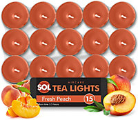 15pk Fresh Peach Tea Lights - Scented Tea Light Candles - Tea Lights Scented - Peach Candle - Long Burning Tealights