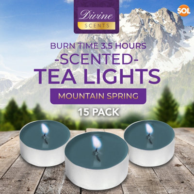 15pk Mountain Spring Tea Lights - Scented Tea Lights - Tea Light Candle - Scented Tealight Candles - Blue Tea Lights
