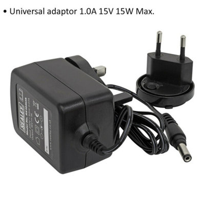 15V Universal Adaptor 1.0A - 15W Max - Standard 3 Pin UK Plug & 2 Pin EU Plug