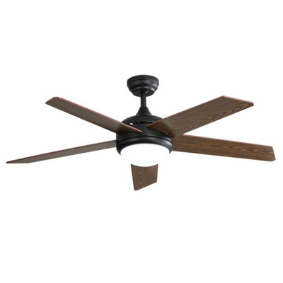15W Dark Brown Wood Grain Ceiling Fan Light With timer
