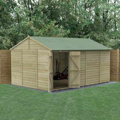 15x10 Reverse Apex Shed Beckwood 25yr Guarantee Shiplap Pressure Treated  - No Windows - Double Door