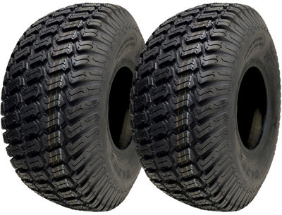 15x6.00-6 Lawnmower Grass Tyres Turf Ride On Mower Tubeless P332 4ply (Set of 2)