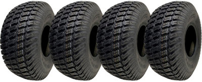 15x6.00-6 Lawnmower Grass Tyres Turf Ride On Mower Tubeless P332 4ply (Set of 4)
