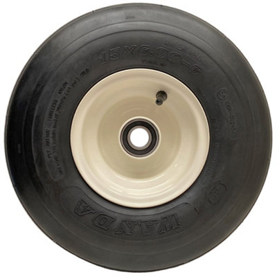 15x6.00-6 Multi Rib Lawnmower Wheels 6ply P508 Rim & Cap 20mm Bearing ...