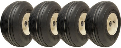 15x6.00-6 Multi Rib Lawnmower Wheels 6ply P508 Rim & Cap 25mm Bearing (Set of 4)