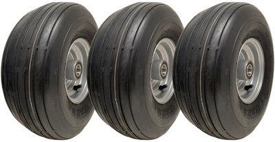 15x6.00-6 Multi Rib Lawnmower Wheels 6ply P508 Tyre Rim 20mm Bearings (Set of 3)