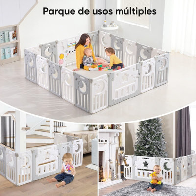 16+2 Panel Baby Foldable Playpen with Safety Gate