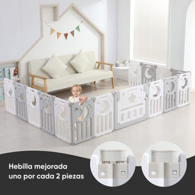 16+2 Panel Baby Foldable Playpen with Safety Gate - 5