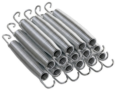 16.5cm / 6.5 Inch Trampoline Springs (Hook to Hook) - Heavy-Duty Galvanised Replacement Springs - Set of 15