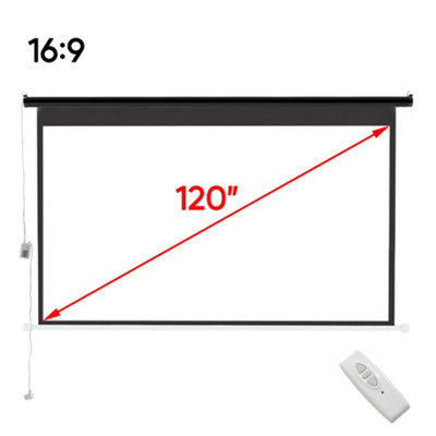 16:9 Portable Electric Motorized Projector Screen with Remote for Home Theater 120" Black - 3