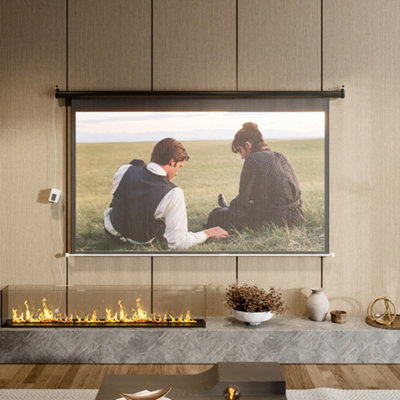 16:9 Portable Electric Motorized Projector Screen with Remote for Home Theater 72" Black