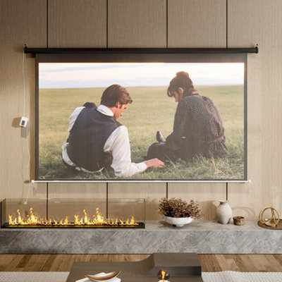 16:9 Portable Electric Motorized Projector Screen with Remote for Home Theater 84" Black