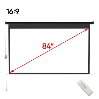 16:9 Portable Electric Motorized Projector Screen with Remote for Home Theater 84" Black - 3