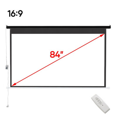 16:9 Portable Electric Motorized Projector Screen with Remote for Home Theater 84" Black