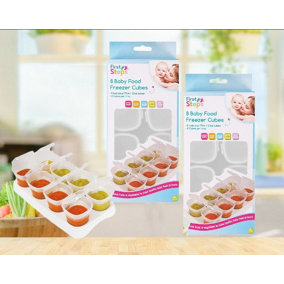 16 Baby Weaning Food Freezer Cubes Storage Pots Containers 70ml and Tray
