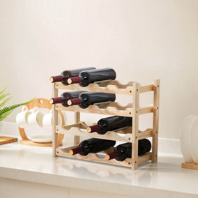 16 Bottle Bamboo Wooden Wine Rack 4-Tier Freestanding Wine Storage Holder