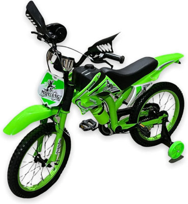 Green bike with stabilisers sale
