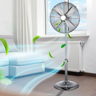 16" Chrome Pedestal Oscillating Stand Standing Cooling Fan Home Cool Air Tower