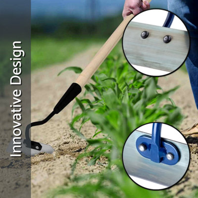 16 cm Solid Steel Swan Neck Hoe Head Garden Tool with Wooden Handle - 5