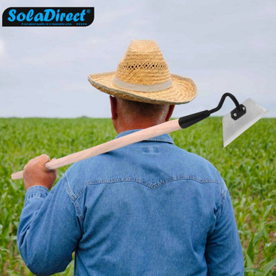 16 cm Solid Steel Swan Neck Hoe Head Garden Tool with Wooden Handle - 7