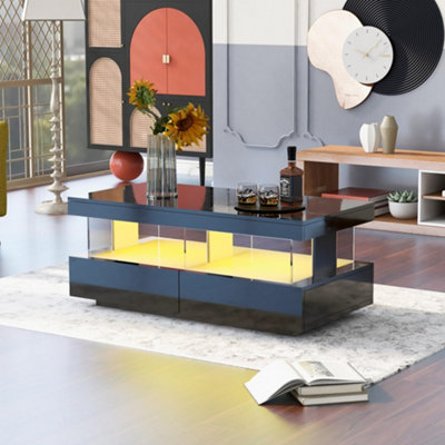 16 Colors LED High Gloss Coffee Table,Black