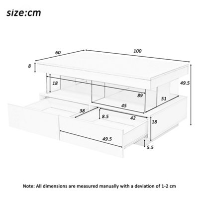 16 Colors LED High Gloss Coffee Table,Black