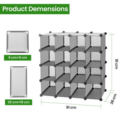 16 Cube Plastic Stackable Shoe Boxes Foldable Design Transparent Boxes Stand