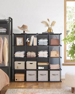 16-Cube Storage Unit, Shoe Rack, DIY Shelving System, Stackable Cubes ...