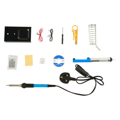 60W Adjustable Temperature Soldering Iron Kit – 200-450°C, 5 Tips, 1mm Solder, Ceramic Heater, Lightweight & Portable