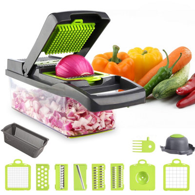 16 in 1 Vegetable Chopper with Replaceable Blades & Storage Container ...
