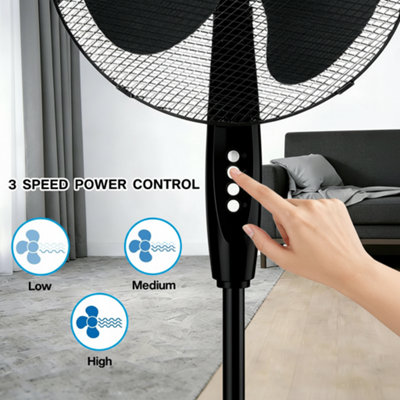 16 Inch Floor Standing Oscillating Pedestal Fan 35W 3 Speed Cooling Air ...