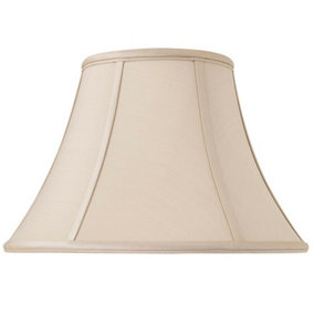 16" Inch Luxury Bowed Tapered Lamp Shade Traditional Oyster Silk Fabric & White